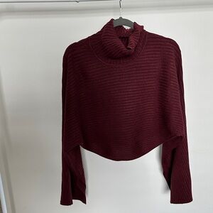 Free People Rich Burgundy Cowl Neck Sweater
